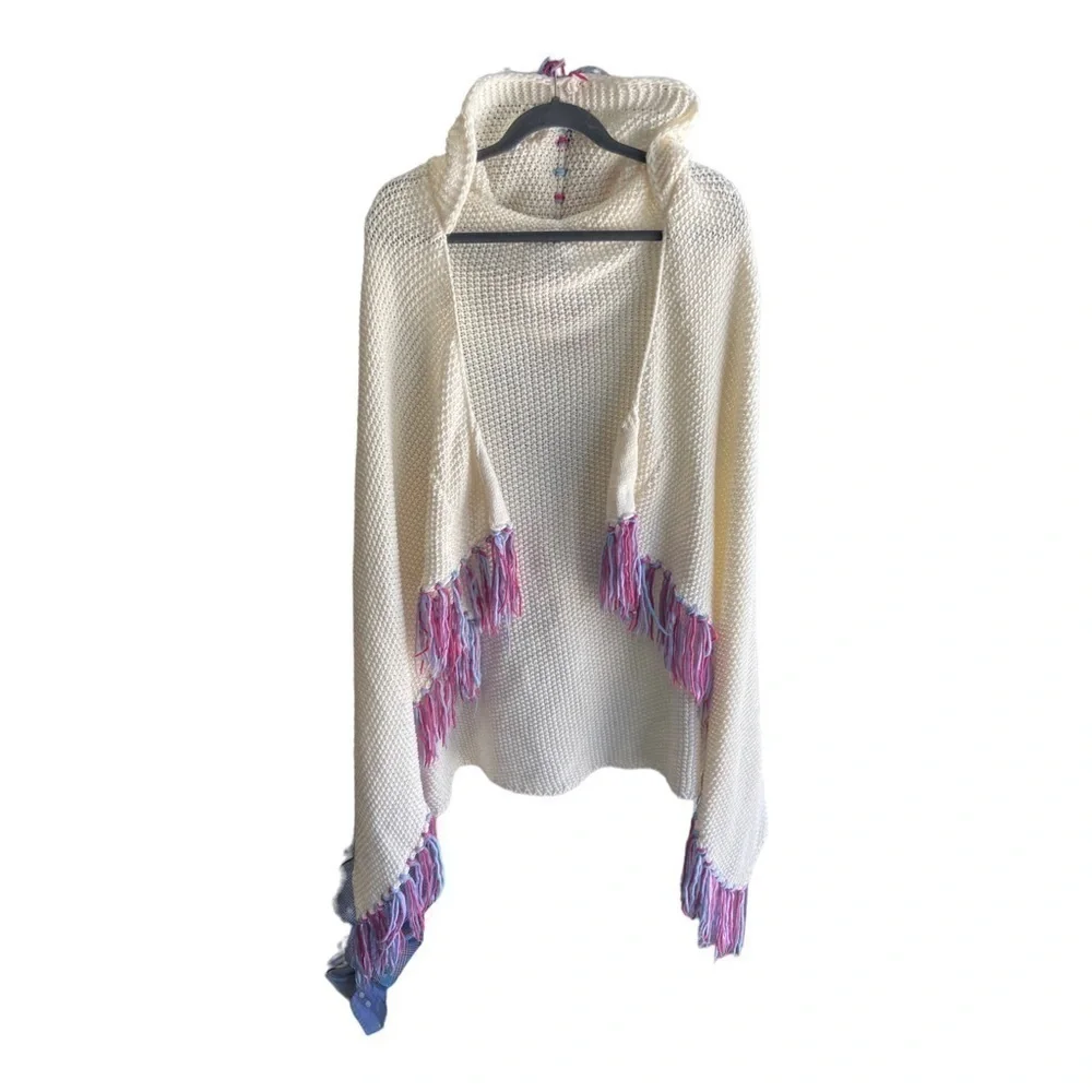 Crochet Unicorn Cape With Horned Hood And Ears Pink, Blue, Purple And White